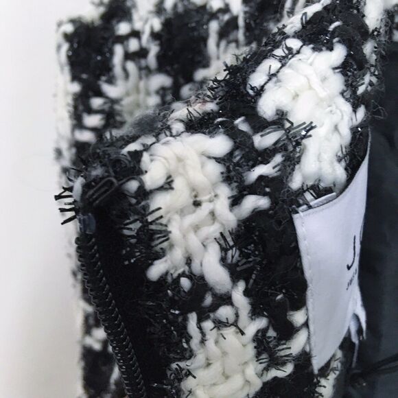 NWT J.O.A. Tweed Fringe Houndstooth Print Sleeveless Sheath Dress Split Hem XS - Picture 11 of 15